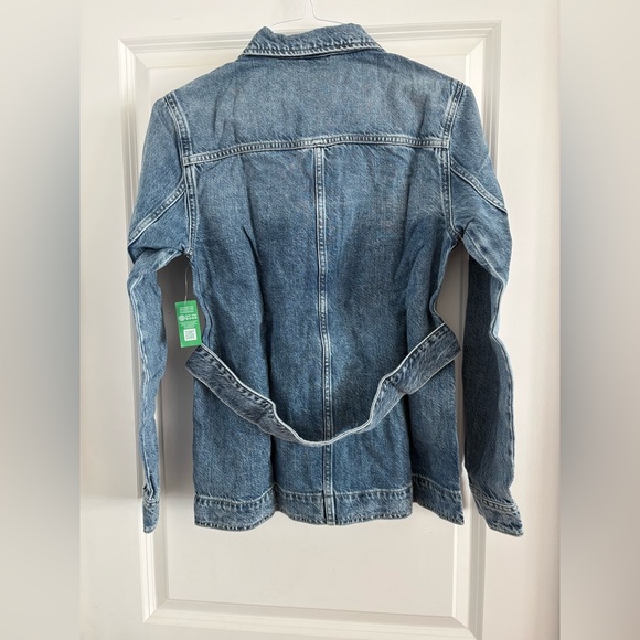 GAP Belted Tencel Blend Denim Jacket Small Tall Washwell NWT - Picture 10 of 13